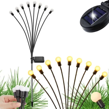 Solar Garden Lights with LED Balls, 2 pcs, 70 cm