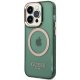 Apple iPhone 14 Pro 6.1\'\' Guess Gold Outline Translucent MagSafe Case Cover (GUHMP14LHTCMA), Green