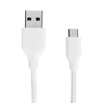 RAVPower micro USB kabelis RP-CB016, 2.4A, 480 Mbps, 0.9 m, balts