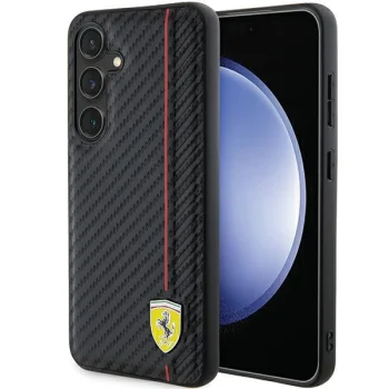 Чехол Ferrari для Samsung Galaxy S24+ Carbon Printed Line, черный
