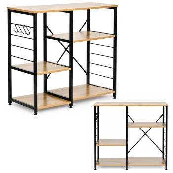ModernHome Loft stila virtuves plaukts ar āķiem 90 cm, gaišs ozols
