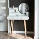 Современный туалетный столик с зеркалом и полками ModernHome, белый
