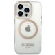 Guess Metal Outline MagSafe Case for iPhone 14 Pro - Transparent / Gold