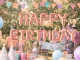 Фольгированные воздушные шары гирлянда Happy Birthday, 13 шт., розовые