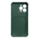 Vāciņš Xiaomi Redmi 10X 4G / Redmi Note 9 Card Armor Case ar karšu kabatu, zaļš