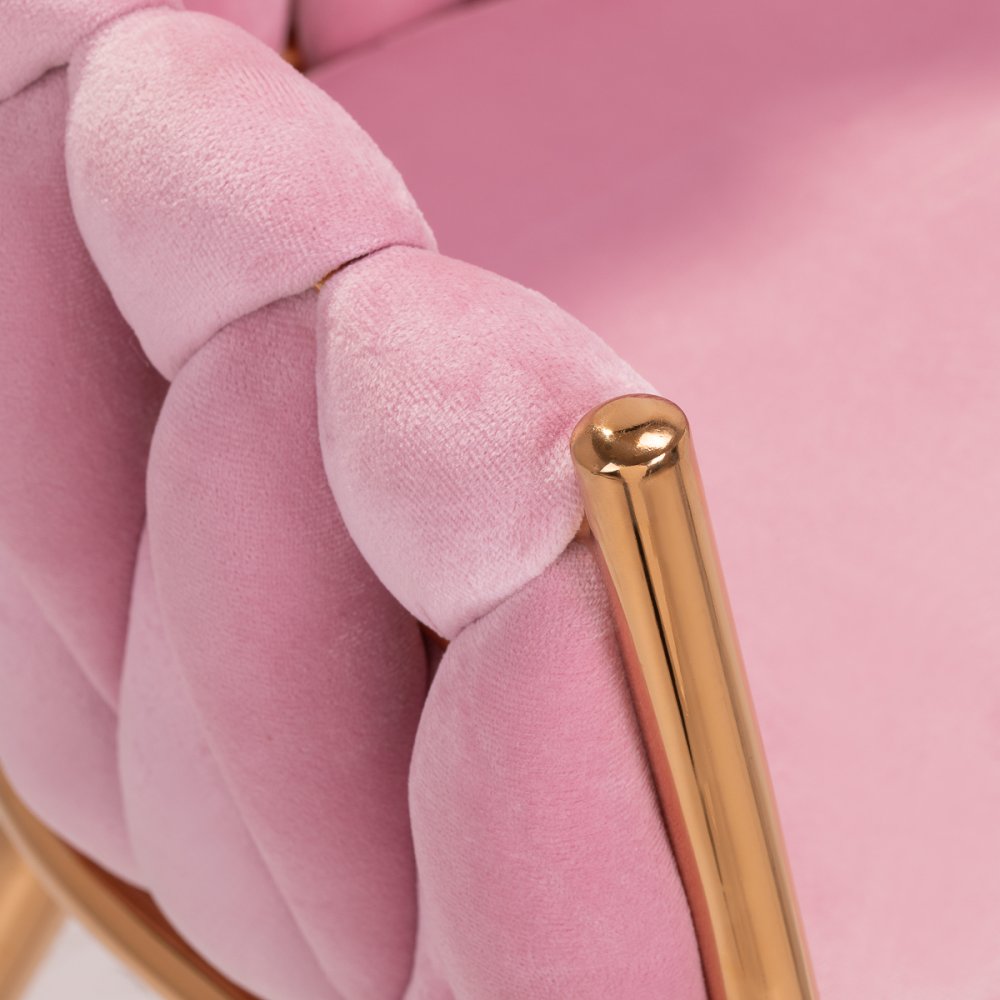Ergonomisks samta krēsls 4Rico QS-GW06G, rozā (3)