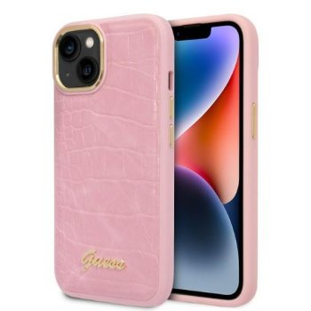 Guess Croco Collection Case for iPhone 14 Plus / 15 Plus - Pink