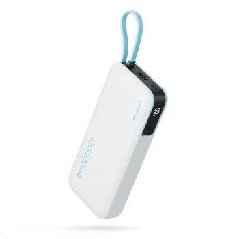 Внешний аккумулятор Cuktech 55W 20000mAh Встроенный кабель - Белый