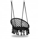 Dārza Mājas Šūpuļtīkls Šūpoles Krēsls no Pītām Virvēm, Melns | Garden Hammock Chair Swing from Braided Rope