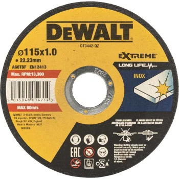 Griešanas disks DeWalt DT3442-QZ EXTREME INOX 115 x 1.0 x 22.23 mm