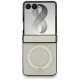 Guess Magnetic Ring Stand Grained Classic Logo MagSafe vāciņš Samsung Galaxy Z Flip 8, bēšs