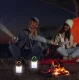 Складная туристическая LED лампа ZD128, черно-зеленая