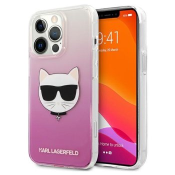 Karl Lagerfeld iPhone 13 Pro Max vāciņš Choupette Head, rozā