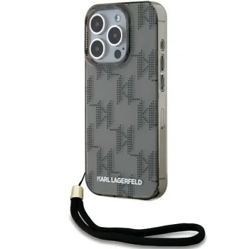 Чехол Karl Lagerfeld для iPhone 15 Pro Max IML Mono KL Pattern & Cord, черный