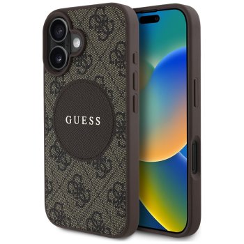 Guess 4G Circle Classic Logo MagSafe Case for iPhone 16 Brown
