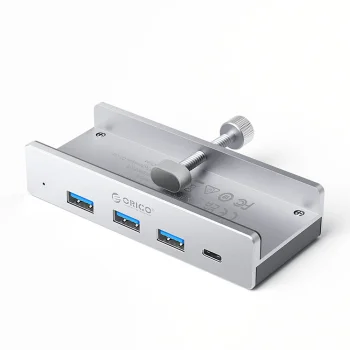 Orico MH4PC USB-C centrmezgls ar skavu, 3x USB-A / 1x USB-C, sudraba