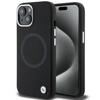 Чехол BMW для iPhone 15 Signature Liquid Silicone MagSafe, черный