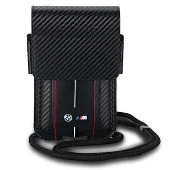 Сумка для телефона BMW Carbon & Red Stripe - черная