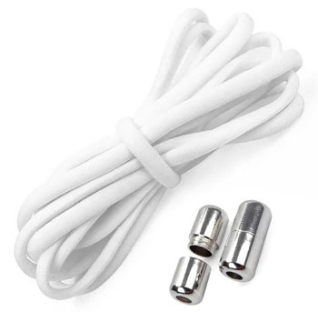 Elastic No-Tie Shoelaces with Metal Buckle, White