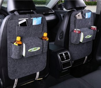 Automašīnas sēdekļa organizators ar kabatām - 55x40cm, Melns | Car Back Seat Organizer Storage
