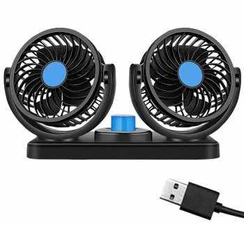 Двойной автомобильный вентилятор USB, черный