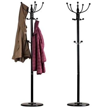 Metāla stāvpakaramais drēbēm ar 14 āķiem ModernHome, melns