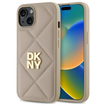 Чехол Dkny для iPhone 14 Quilted Stack Logo, бежевый