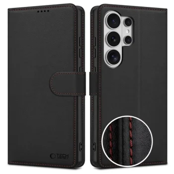 Tech-Protect Wallet atverams vāciņš priekš Samsung Galaxy S26 Ultra, melns/sarkans