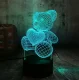 Ночник 3D LED Мишка с сердцем, RGB