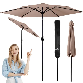 Plonos 488402 saliekams dārza saulessargs 300 cm ar pārvalku, smilškrāsas