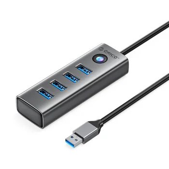 Orico PDD4U-U3 USB centrmezgls (Hub) 4x USB-A 3.0, pelēks