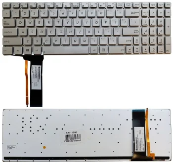 Клавиатура для ASUS N56, N76, N750 с подсветкой, US, серебристая