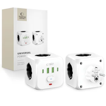 Сетевой фильтр Tech-Protect PCL3x4, 3x AC, 2x USB-A, 2x USB-C, белый