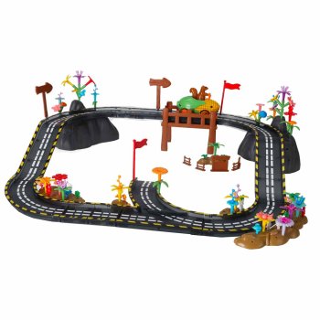 Magnetic Race Track Building Set with Light-Up Car 153 Pieces STEM Toy for Kids