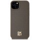 DKNY iPhone 15 vāciņš Leather Monogram MagSafe, brūns