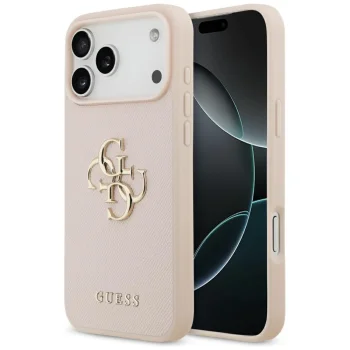 Чехол Guess Grained Big 4G & Classic Logo для iPhone 17 Pro Max, розовый