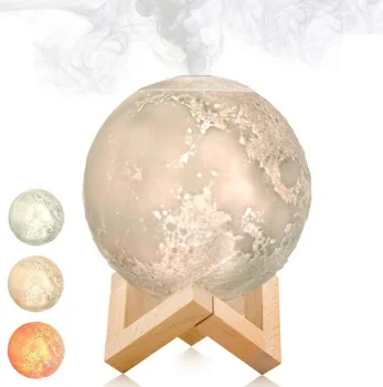 Mājas Ofisa Gaisa Mitrinātājs Difuzors Nakts Lampa, līdz 880 ml, Mēness | Home Office Humidifier Air Purifier...