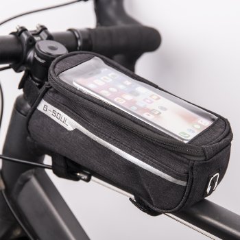 Ūdensizturīga velosipēda soma TFO ar telefona turētāju, melna