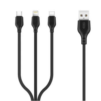 Кабель XO NB103 3в1 USB на Lightning / USB-C / microUSB 1м 2.1A черный