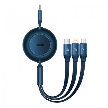 Baseus Bright Mirror 3in1 Data Charging Cable USB Type C / Apple iPhone Lightning / Micro USB, 3,5A, 1.1m, Blue |...