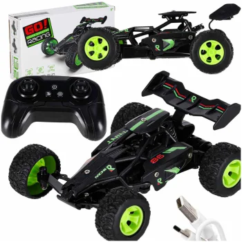 Tālvadības apvidus auto 1:32 15km/h 2.4GHz, Melns/Zaļš
