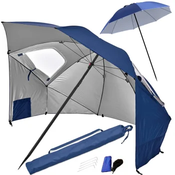 Saliekams 2-in-1 pludmales saulessargs un telts ar UV filtru, 240 cm