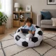 Inflatable Football Chair Soccer Ball Pouf Seat, Black and White