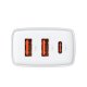Baseus Compact 2xUSB + Type C Portable Wall Charger Adapter 30W, White | Ātrās Uzlādes Ierīce Lādētājs Adapters