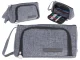 Two-Compartment School Pencil Case / Cosmetic Bag 3-in-1, Grey