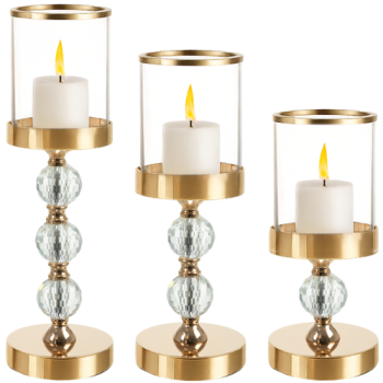 Ruhhy 00026487 Gold Candle Holder Set (3 pcs)