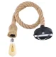 Griestu lampa ar E27 ligzdu, viena, ar džutas virvi, melna/brūna