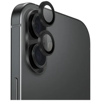 Uniq Optix alumīnija kameras lēcu aizsargs ar uzlikšanas rīku iPhone 17, melns | Camera Protector