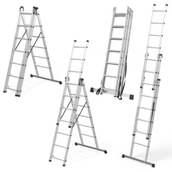 ModernHome 3x7 Multi-Purpose Aluminum Ladder Folding A-Frame 330 lbs Capacity