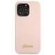 Guess iPhone 13 Pro / 13 Case Silicone Script Gold Logo Light Pink